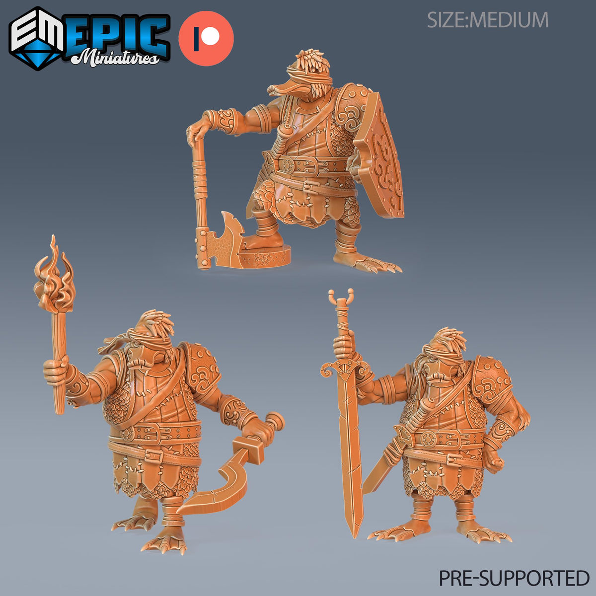 Duck Folk Mercenary Set of 3 DND miniatures group photo Cruel Marshes