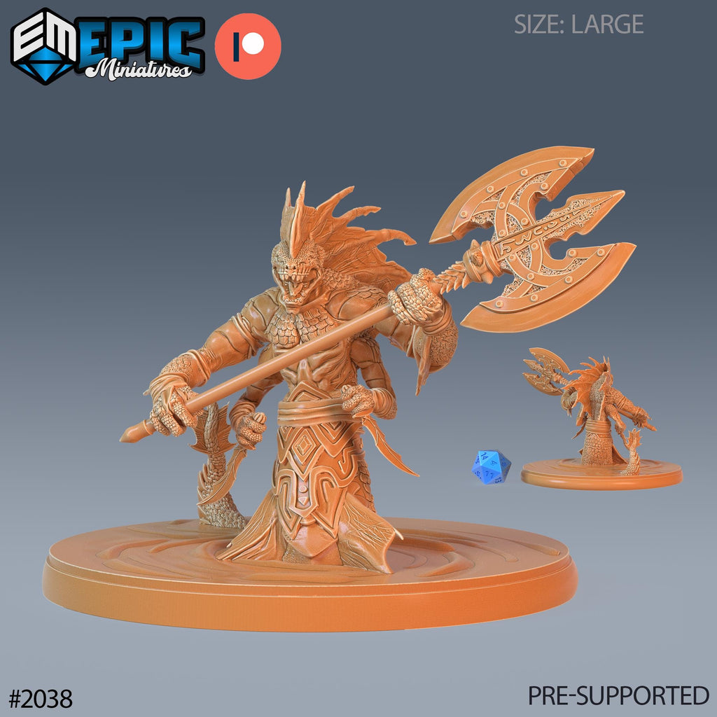 Marsh Naga Option #2038 front DND miniature Cruel Marshes 16k resin