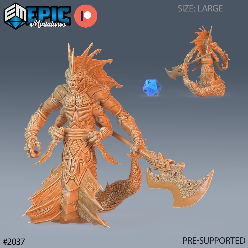 Marsh Naga Option #2037 front DND miniature Cruel Marshes 16k resin
