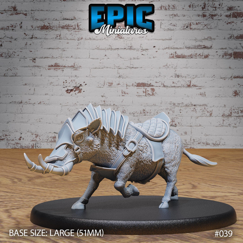 Armored Warthog and Rider Option #039 front DND miniature Dwarf Army Pack 16k resin
