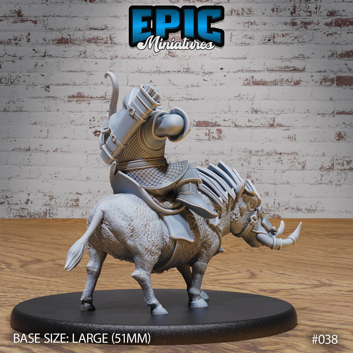 Armored Warthog and Rider Option #038 back DND miniature Dwarf Army Pack 16k resin