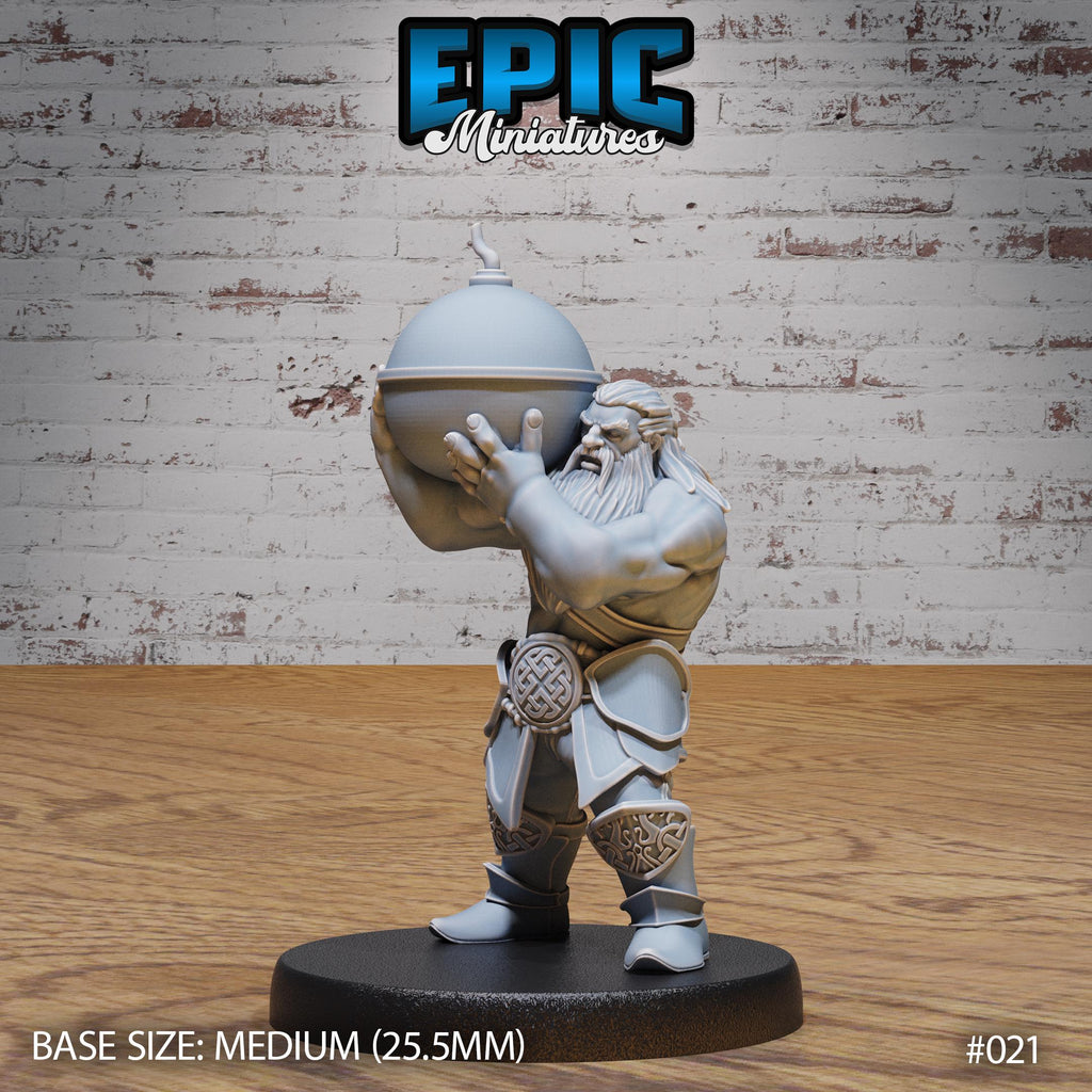 Dwarf Army Siege Commander Cannon Trebuchet Option #019 front DND miniature Dwarf Army Pack 16k resin