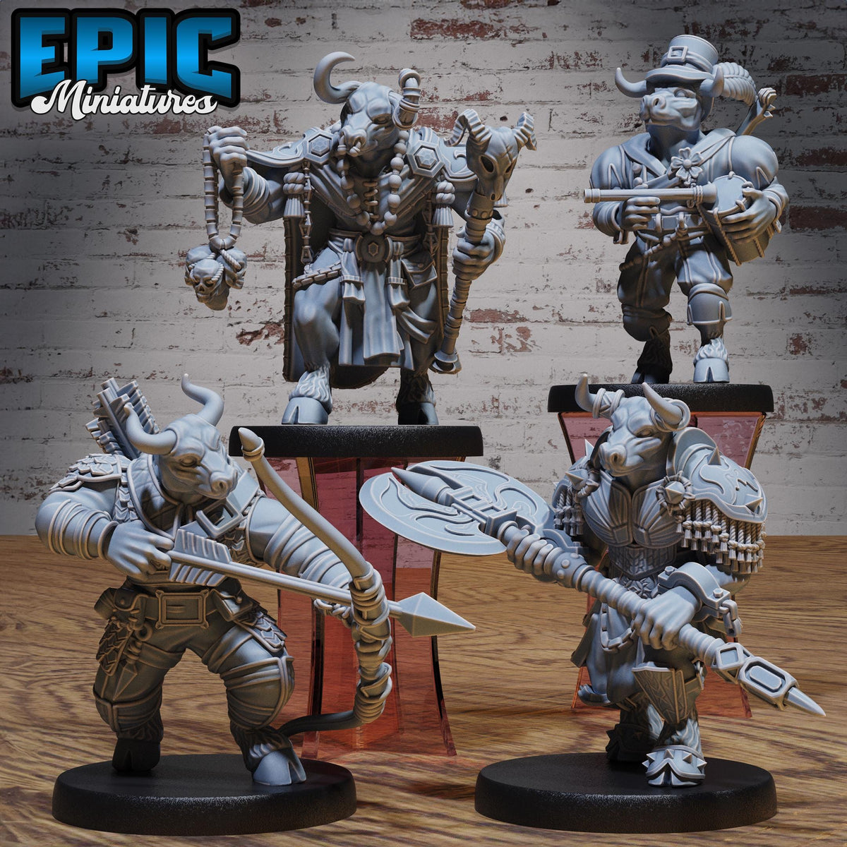 Minotaur Tribe Minotaurfolk Set of 8 DND miniatures group photo NPC Fun Pack