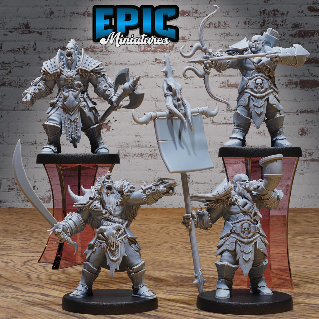 Orc Army Warrior Set of 4 DND miniatures group photo Orc Army Pack