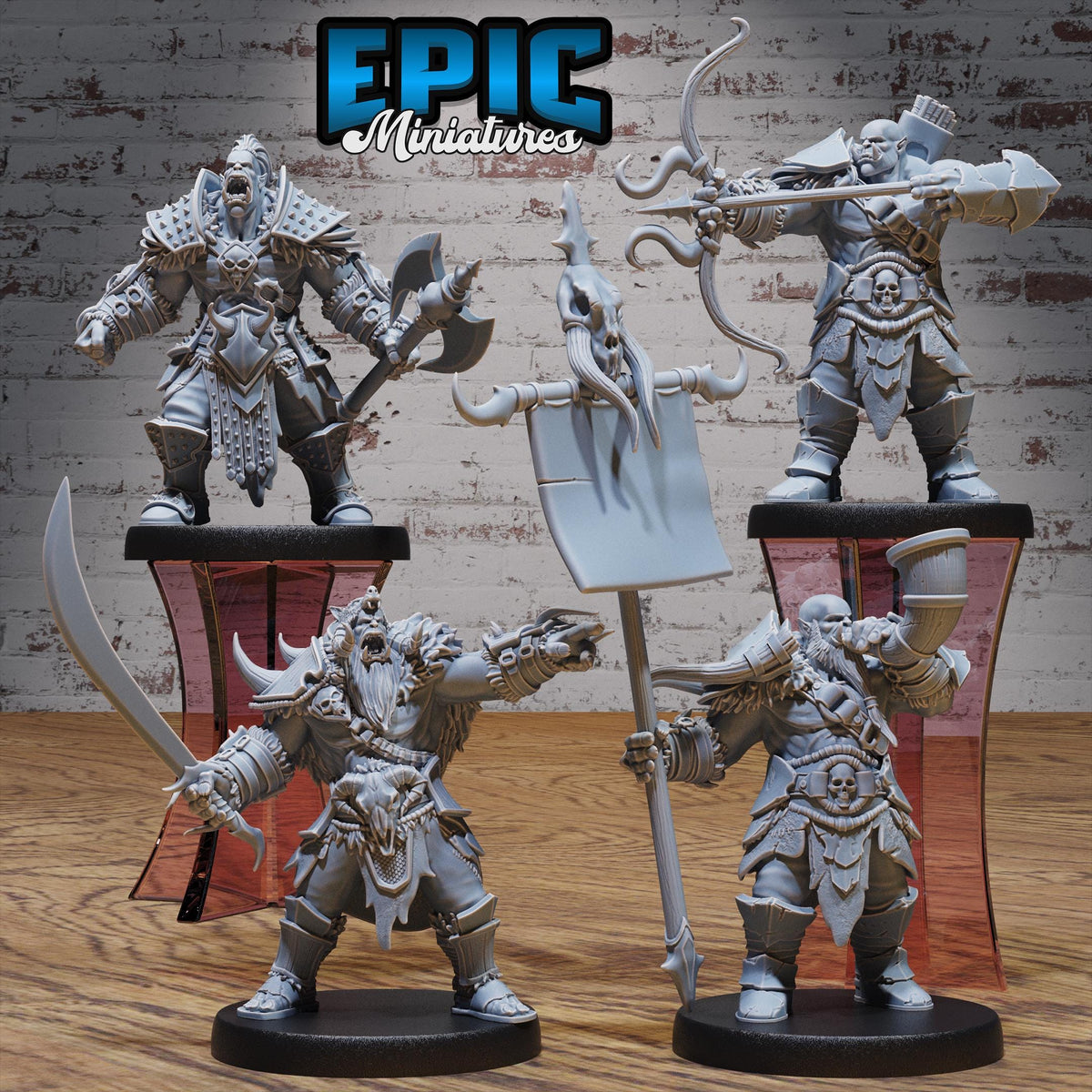 Orc Army Warrior Set of 4 DND miniatures group photo Orc Army Pack