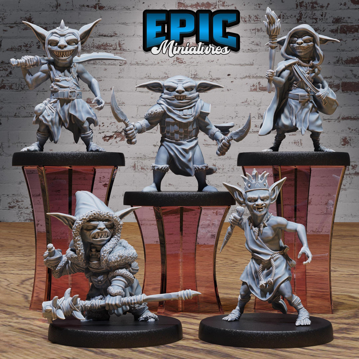 Goblin Tribe King Set of 5 DND miniatures group photo Orc Army Pack