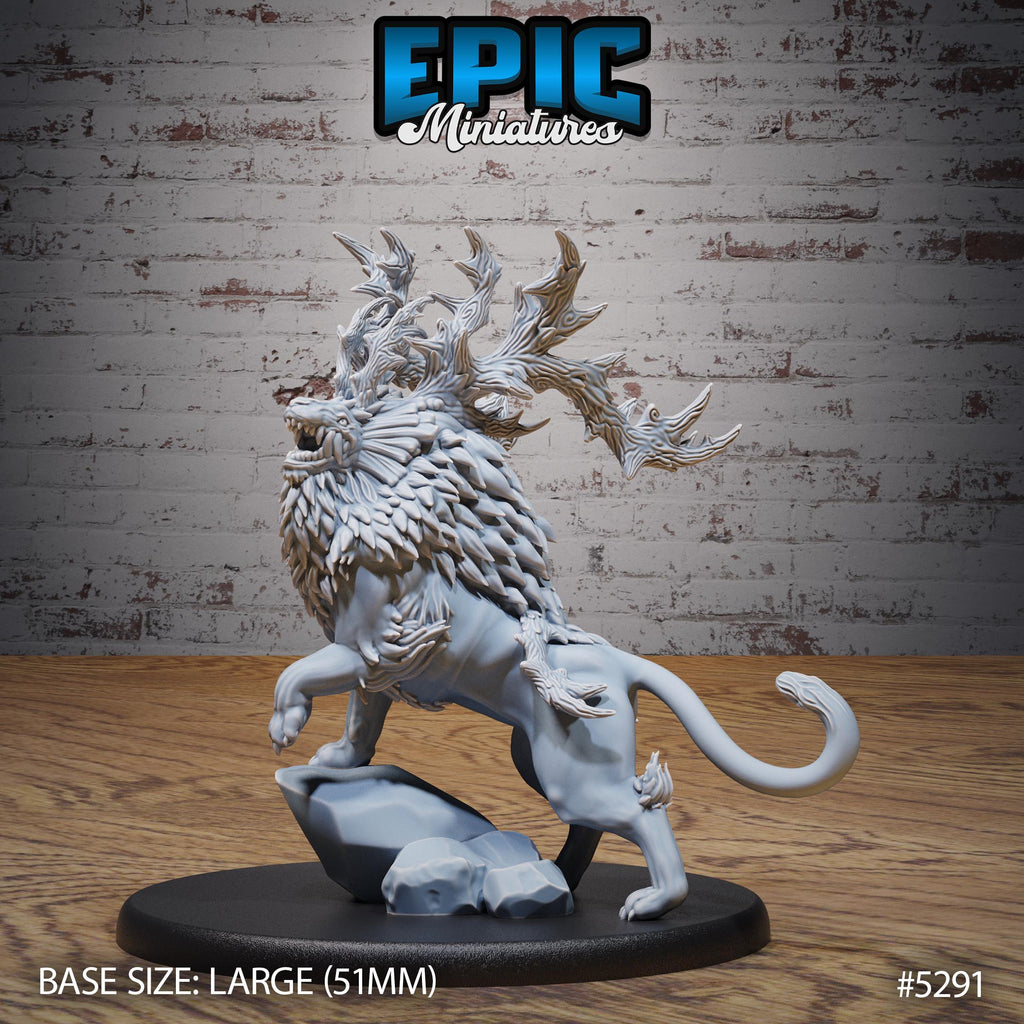 Horned Forest Beast Option #5291 front DND miniature Ancient Nature 16k resin