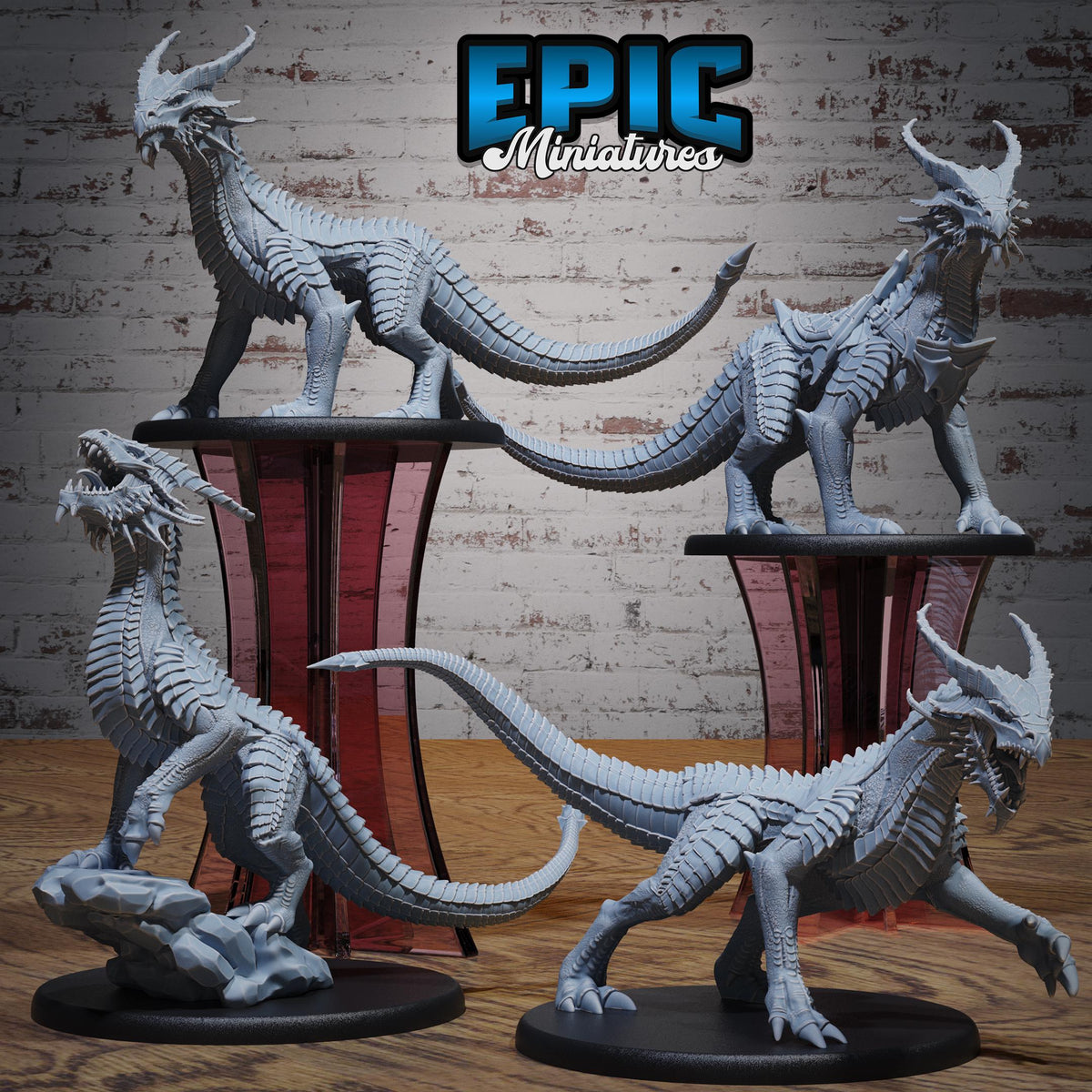 Copper Guard Drake Set of 4 DND miniatures group photo Ancient Nature