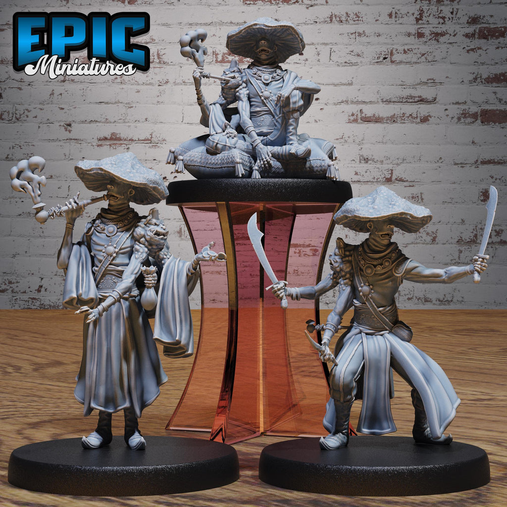 Oriental Fungi Merchant Set of 3 DND miniatures group photo Oriental Fortress