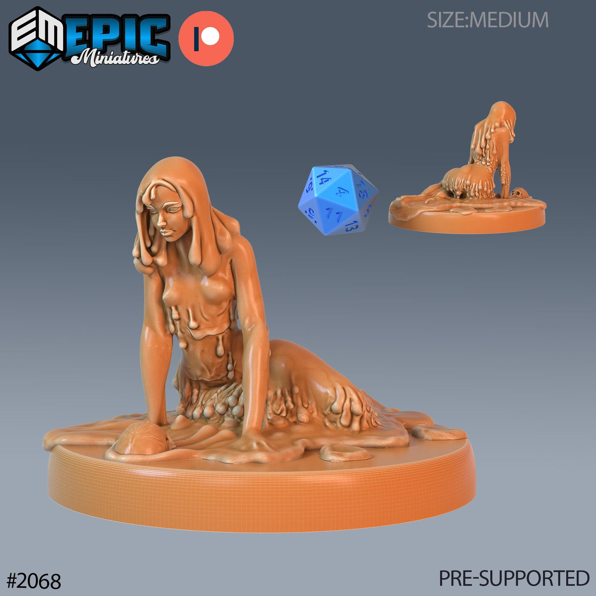 Slime Heroine Option #2068 front DND miniature Cruel Marshes 16k resin