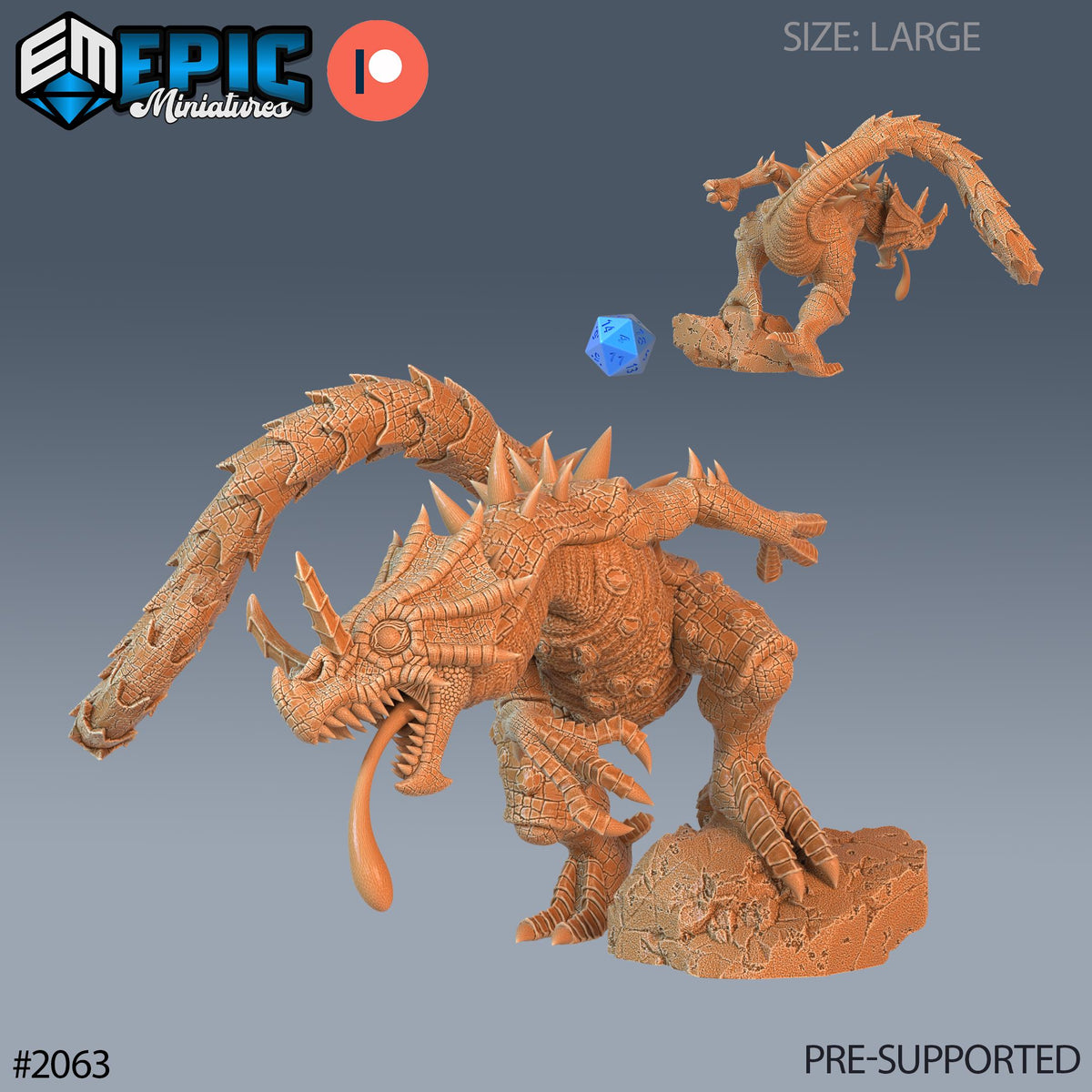 Chameleon Raptor Option #2063 front DND miniature Cruel Marshes 16k resin