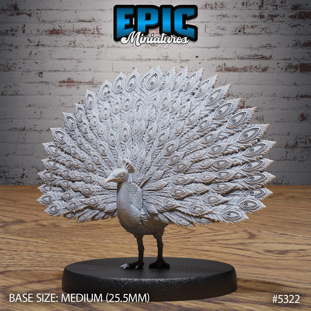 Peacock Peafowl #1 in 1/12th scale front DND miniature Adventurers Guild 16k resin