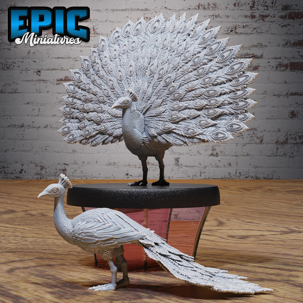 Peacock Peafowl Set of 2 DND miniatures group photo Adventurers Guild