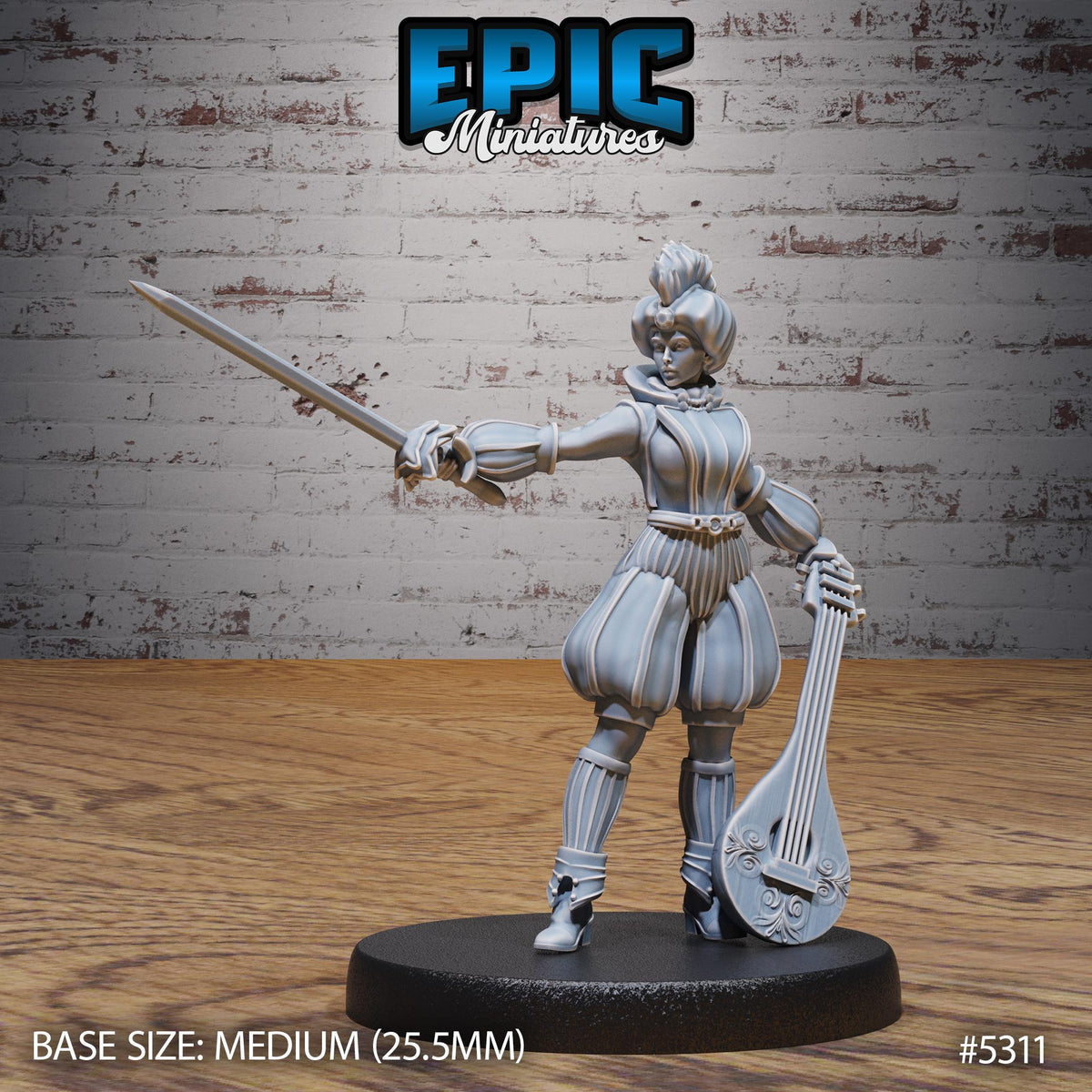 Bard Adventurer Option #5311 front DND miniature Adventurers Guild 16k resin
