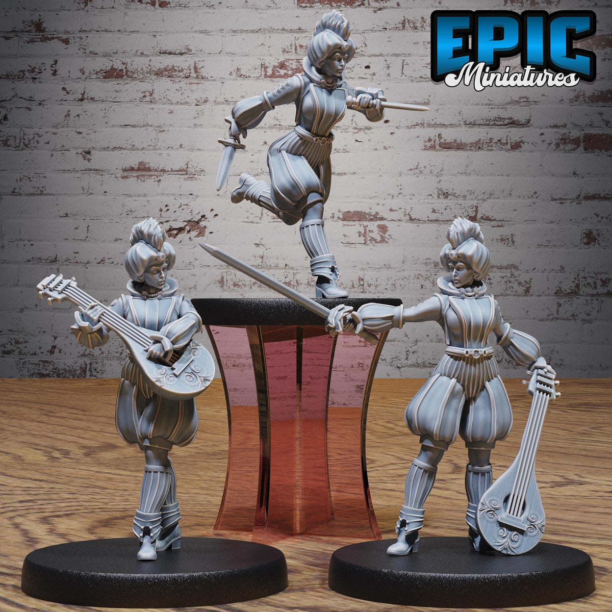 Bard Adventurer Set of 3 DND miniatures group photo Adventurers Guild