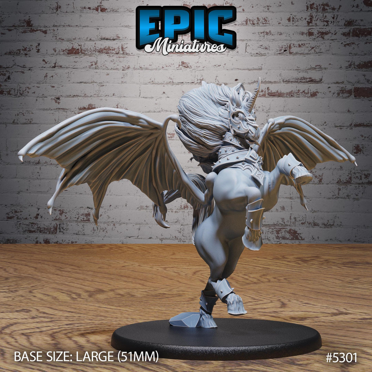 Dark Unicorn Option #5301 (2) front DND miniature Adventurers Guild 16k resin