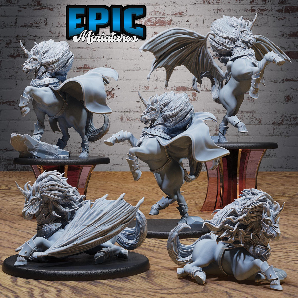 Dark Unicorn Set of 5 DND miniatures group photo Adventurers Guild