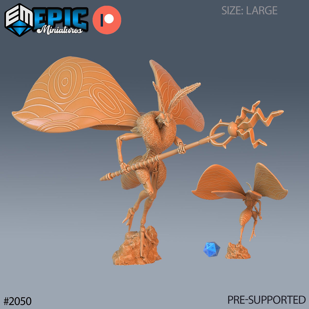 Moth Queen Option #2050 front DND miniature Cruel Marshes 16k resin
