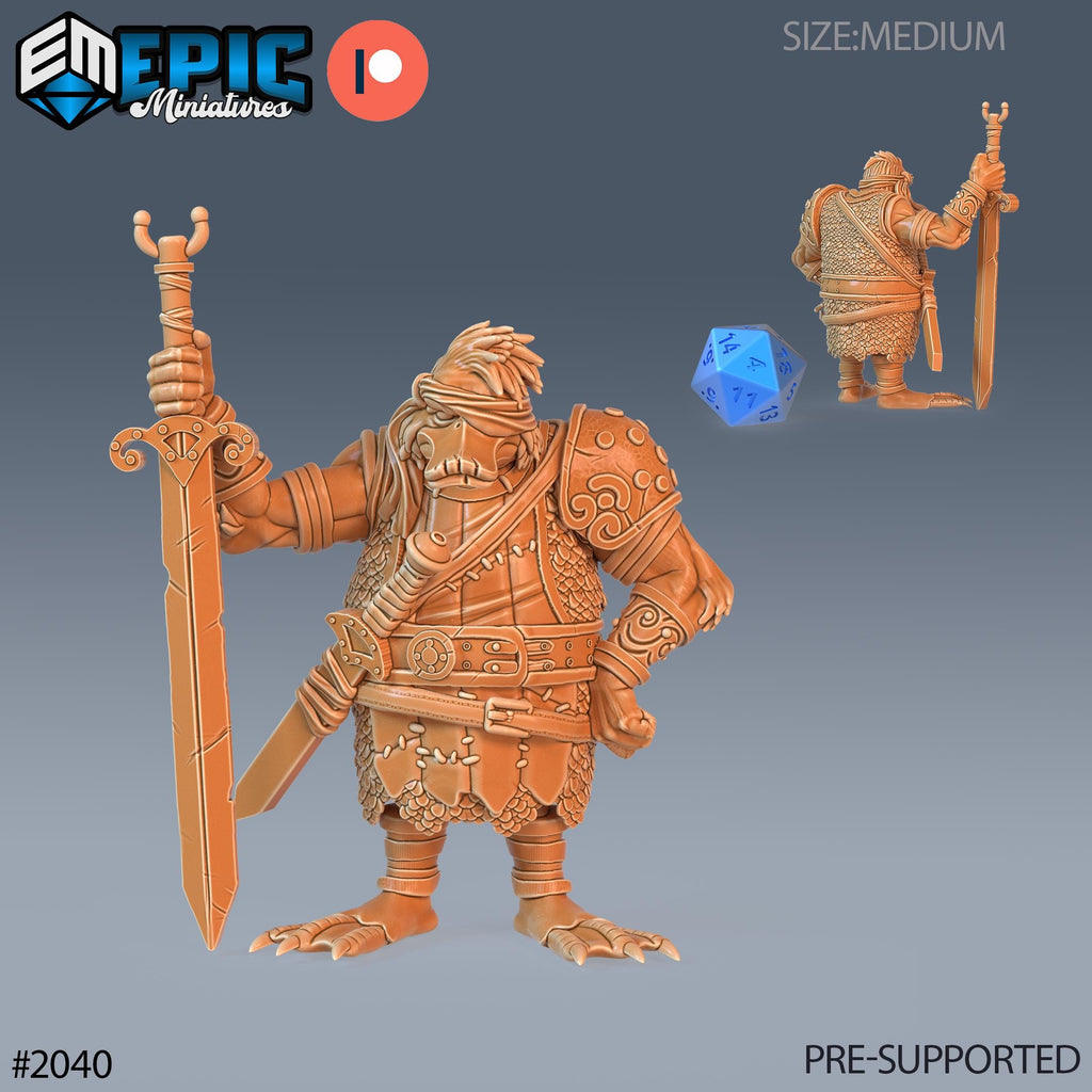 Duck Folk Mercenary Option #2040 front DND miniature Cruel Marshes 16k resin