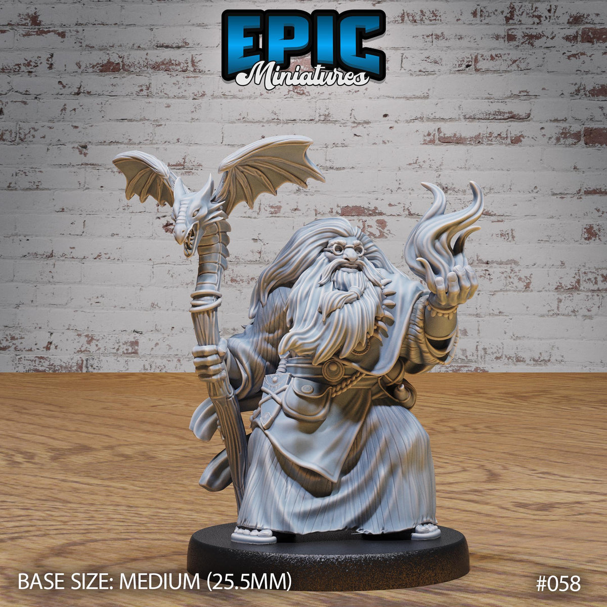 Elemental Magic Dwarf Option #058 front DND miniature Dwarf Army Pack 16k resin