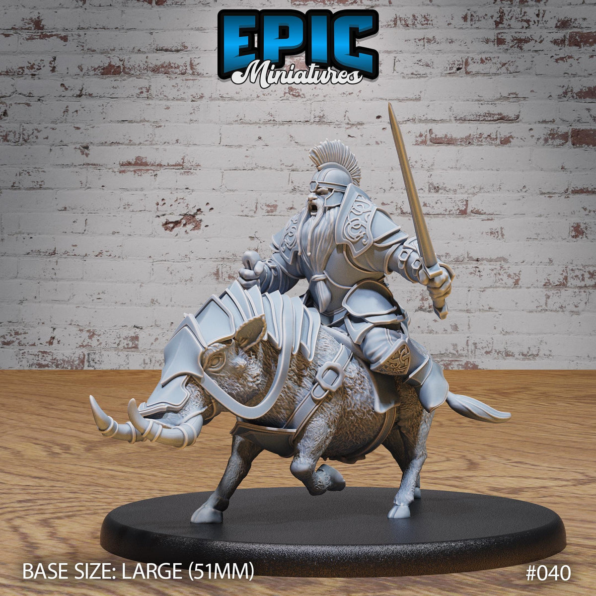 Armored Warthog and Rider Option #040 front DND miniature Dwarf Army Pack 16k resin