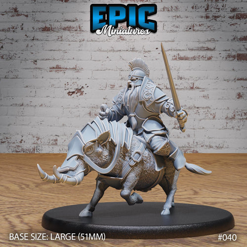 Armored Warthog and Rider Option #040 front DND miniature Dwarf Army Pack 16k resin