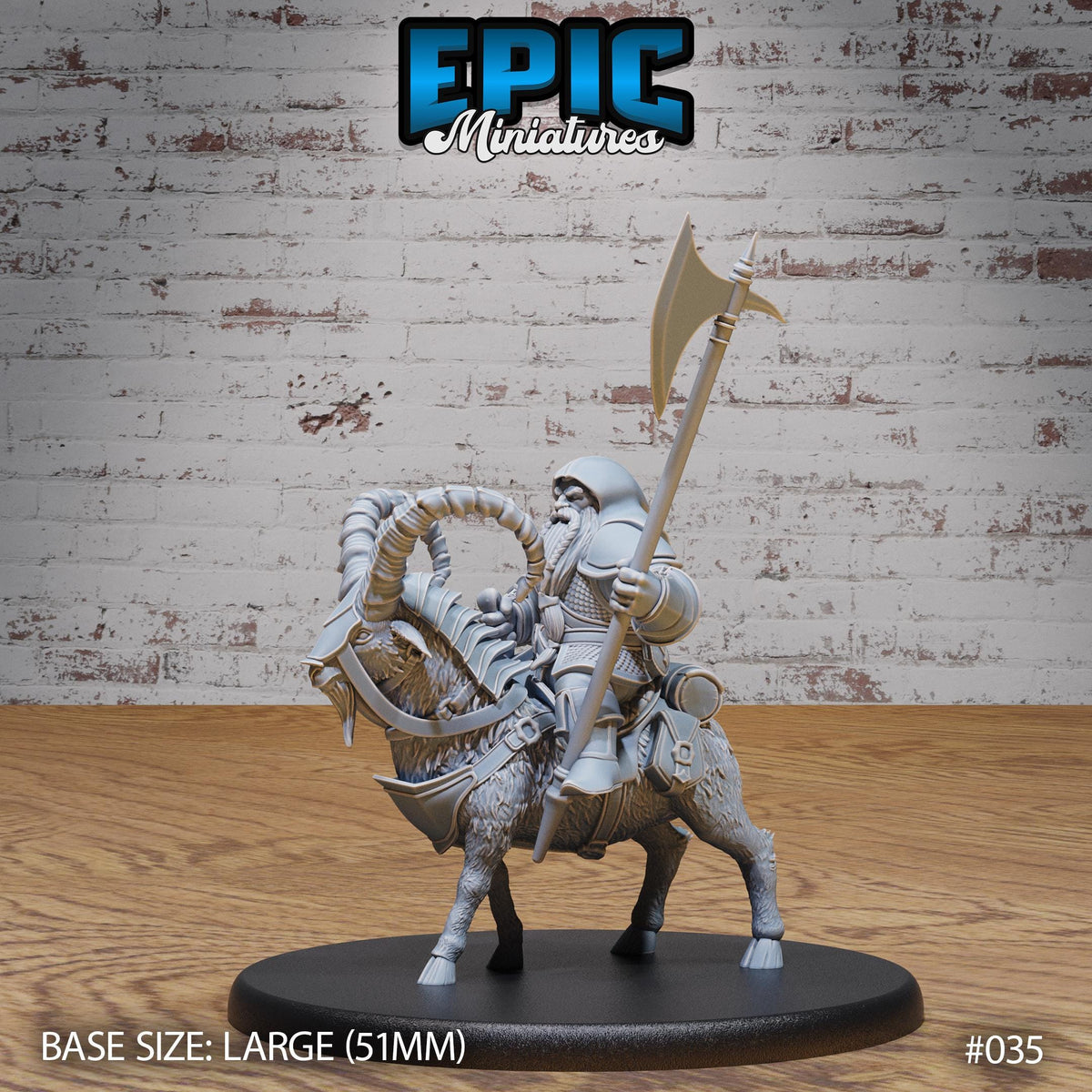 Dwarf Army Goat and Rider Option #035 front DND miniature Dwarf Army Pack 16k resin