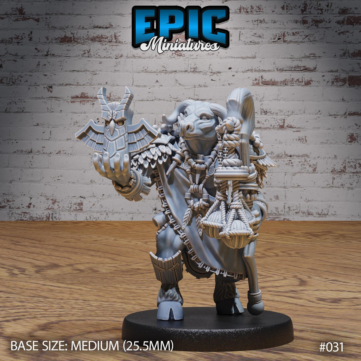 Minotaur Tribe Minotaurfolk Option #032 front DND miniature NPC Fun Pack 16k resin