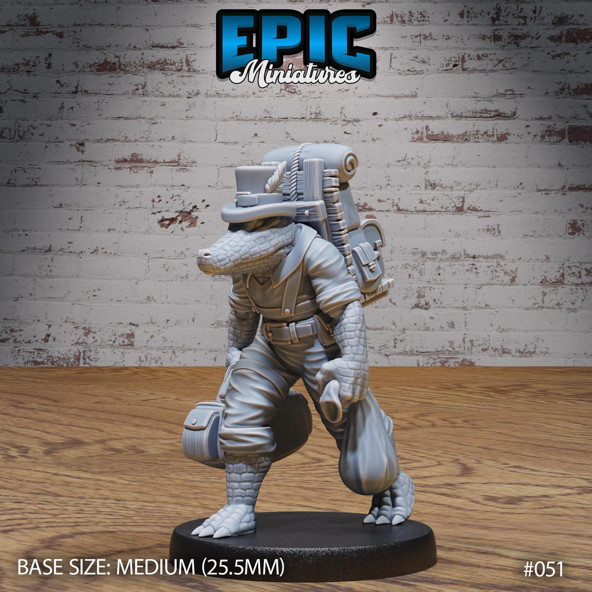 Alligator Folk Option #051 front DND miniature NPC Fun Pack 16k resin