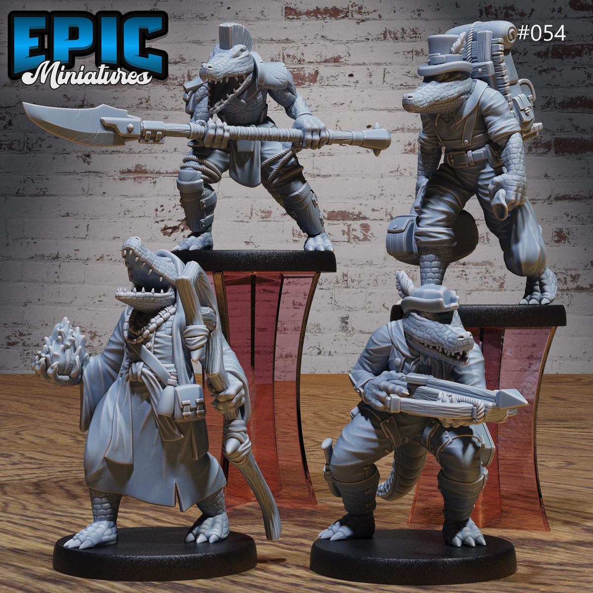 Alligator Folk Option #054 front DND miniature NPC Fun Pack 16k resin