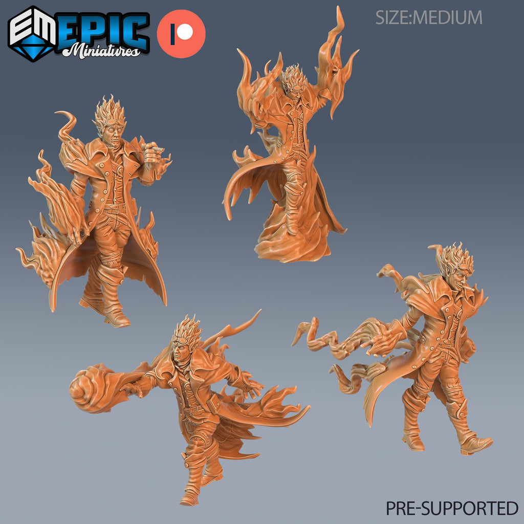 Fire Genasi Adventurer Set of 4 DND miniatures group photo Arcane Dungeon