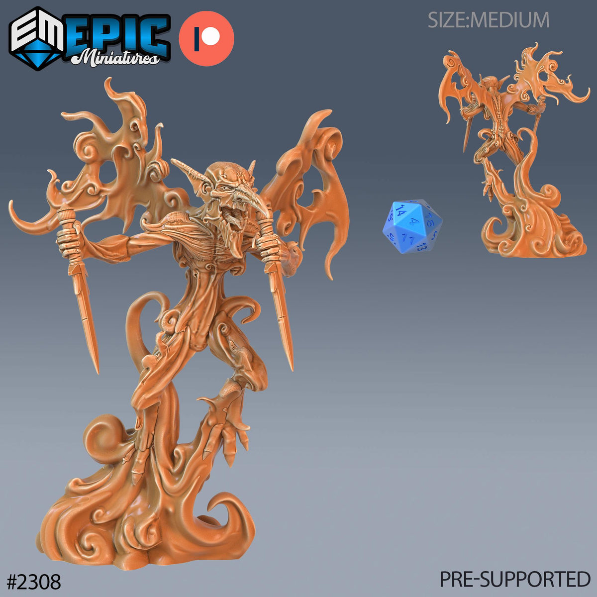 Smoke Mephit Option #2308 front DND miniature Arcane Dungeon 16k resin