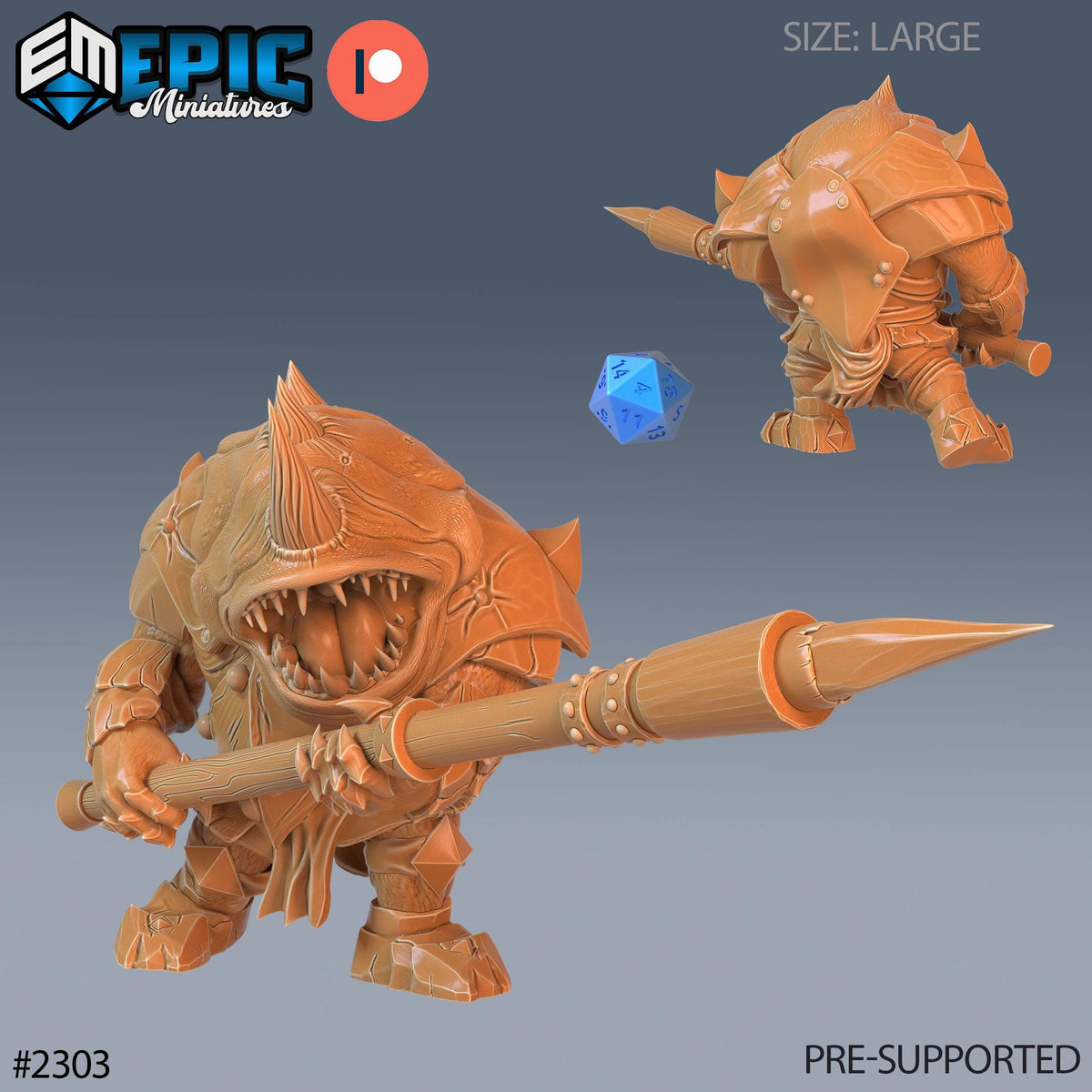 Dungeon Guardian Option #2303 front DND miniature Arcane Dungeon 16k resin