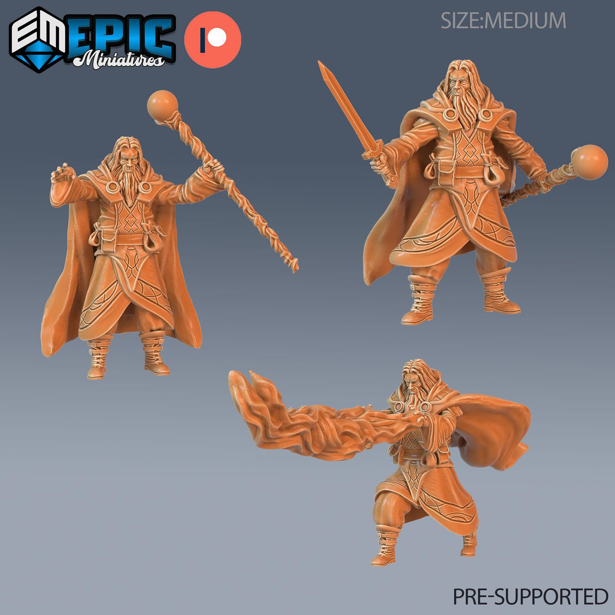 Wizard Adventurer Set of 4 DND miniatures group photo Arcane Dungeon