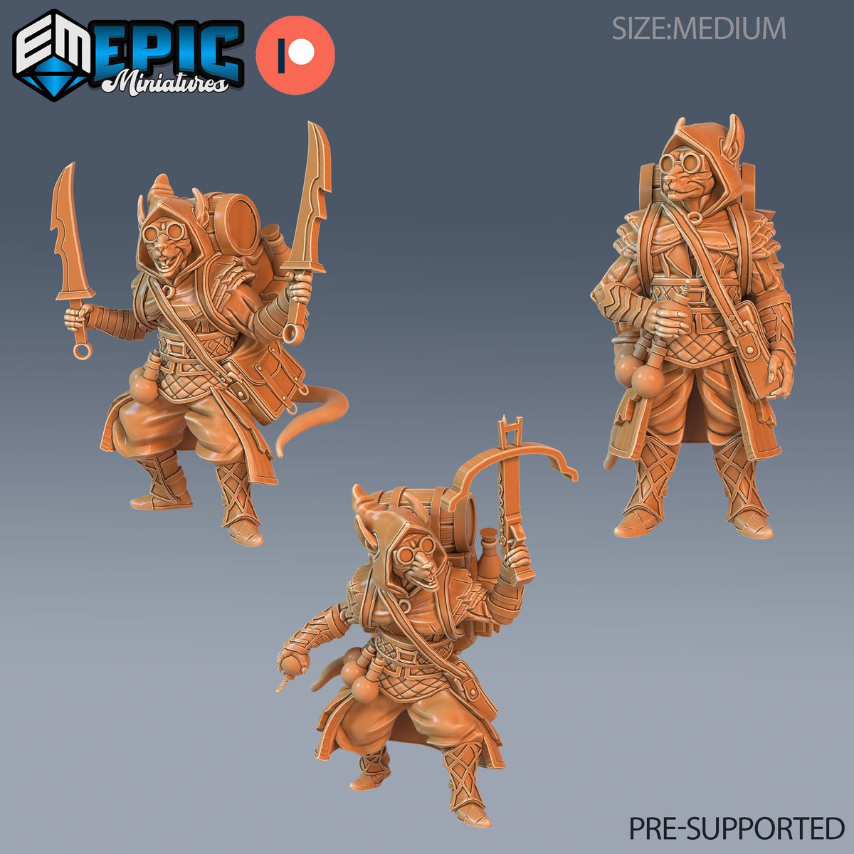 Rat Folk Alchemist Set of 3 DND miniatures group photo Arcane Dungeon