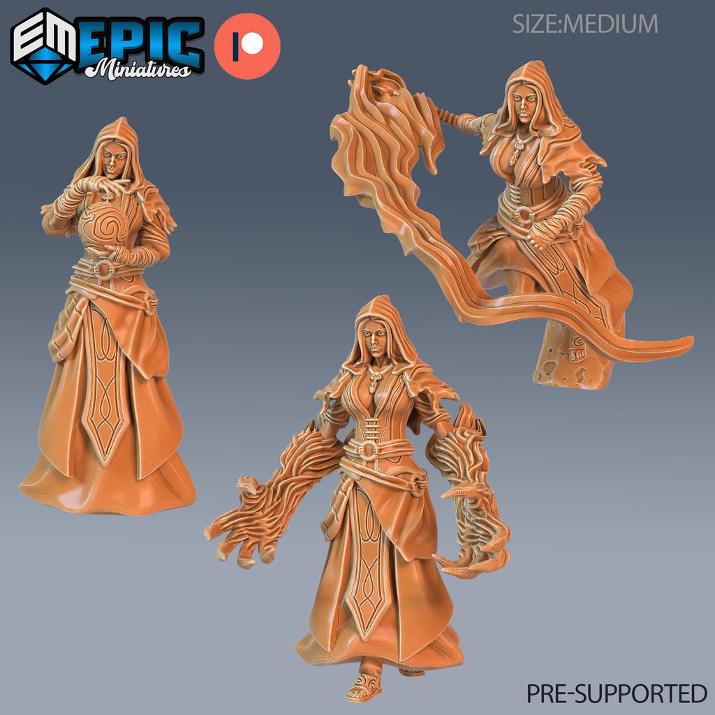 Arcane Sorceress Set of 3 DND miniatures group photo Arcane Dungeon