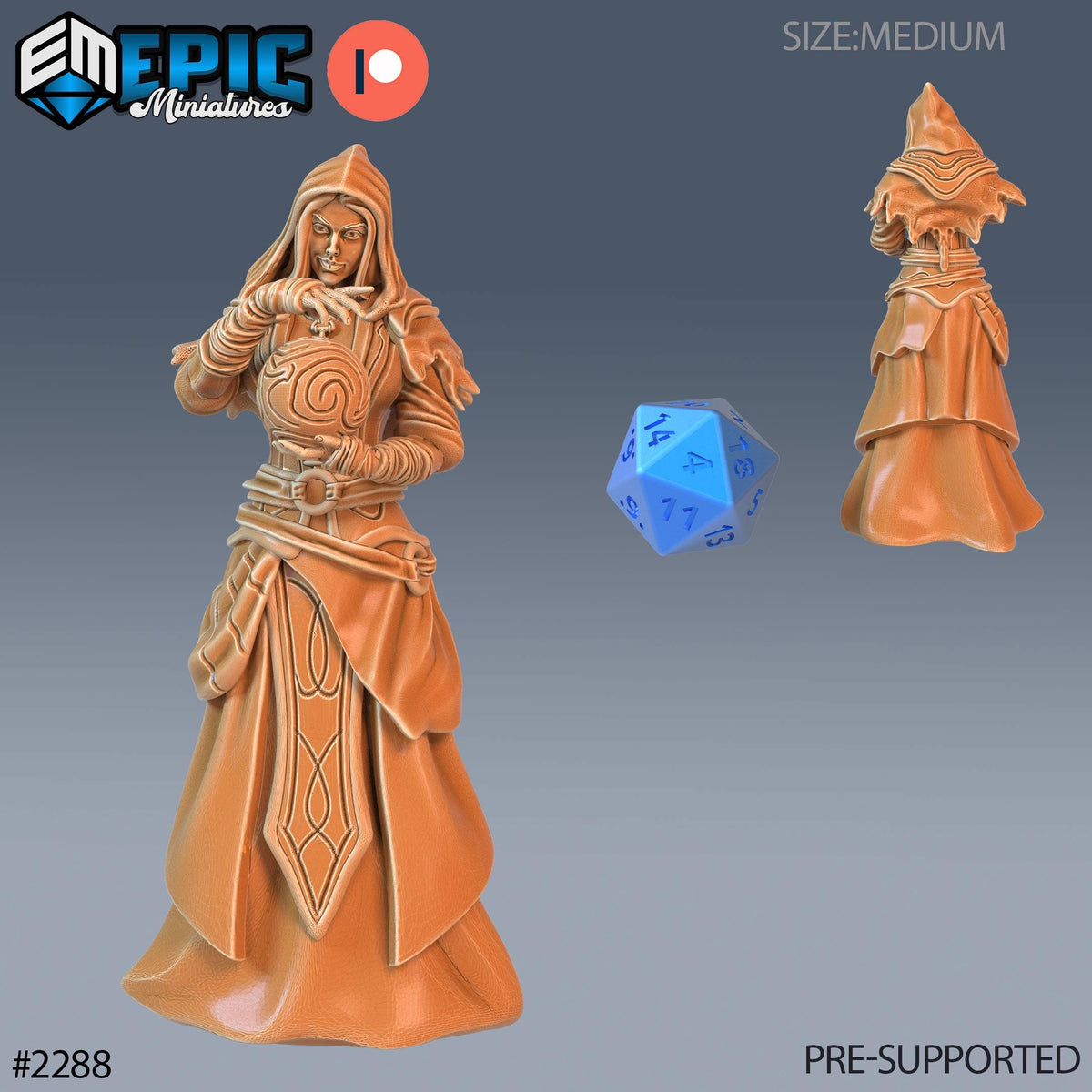 Arcane Sorceress Option #2288 front DND miniature Arcane Dungeon 16k resin
