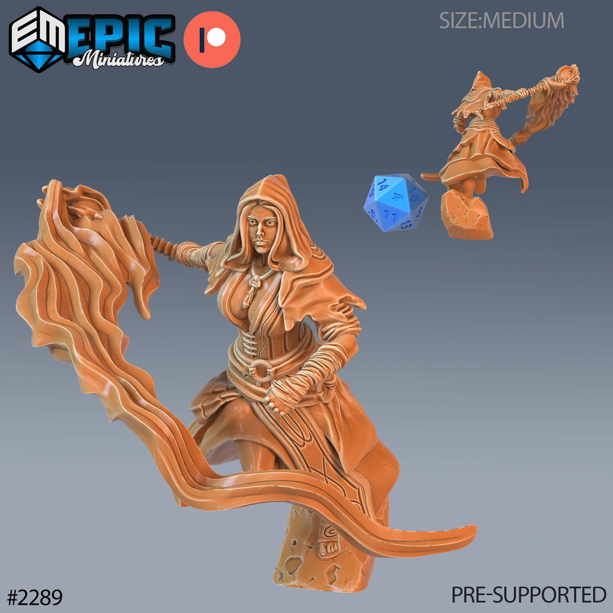 Arcane Sorceress Option #2289 front DND miniature Arcane Dungeon 16k resin