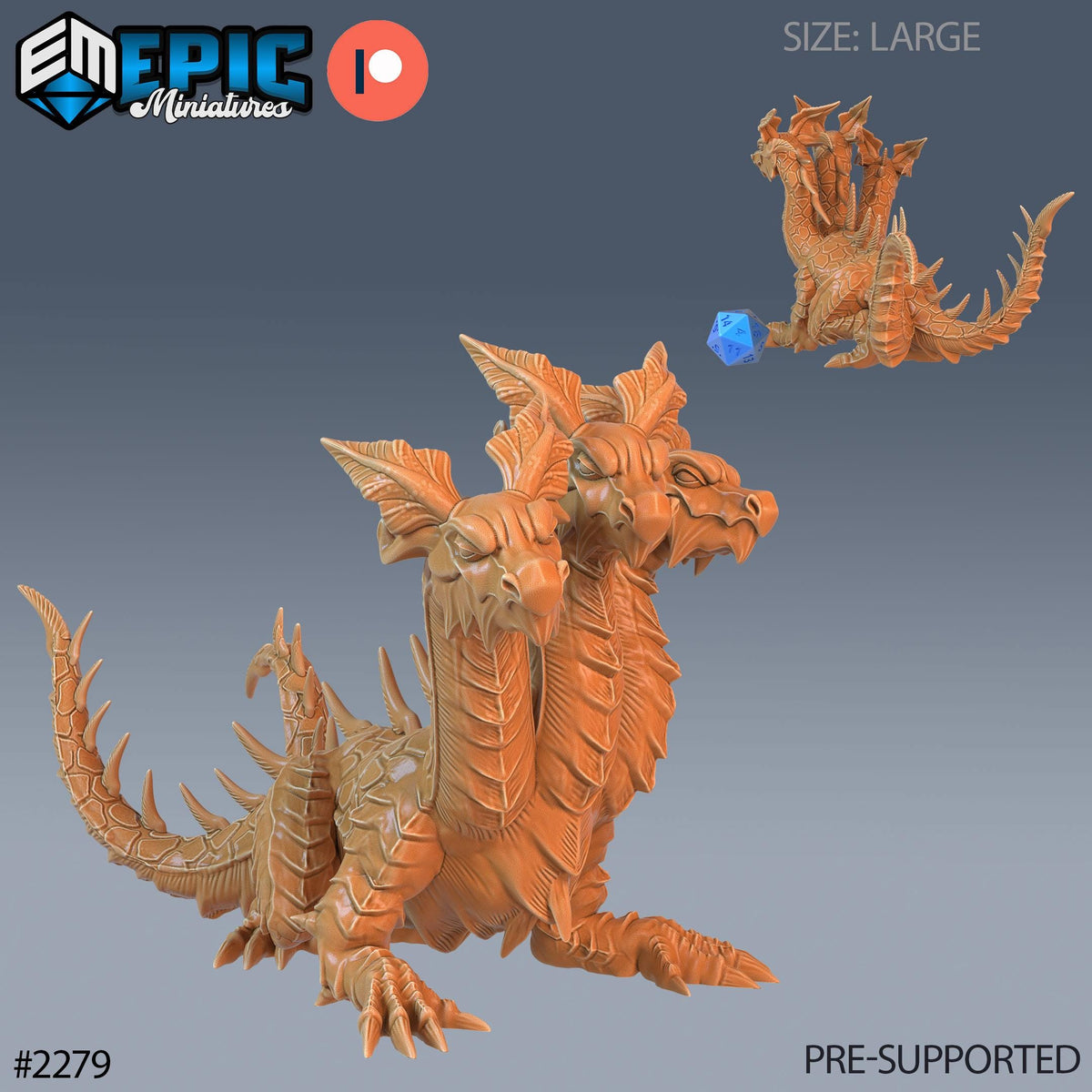 Dungeon Hydra Option #2279 front DND miniature Arcane Dungeon 16k resin