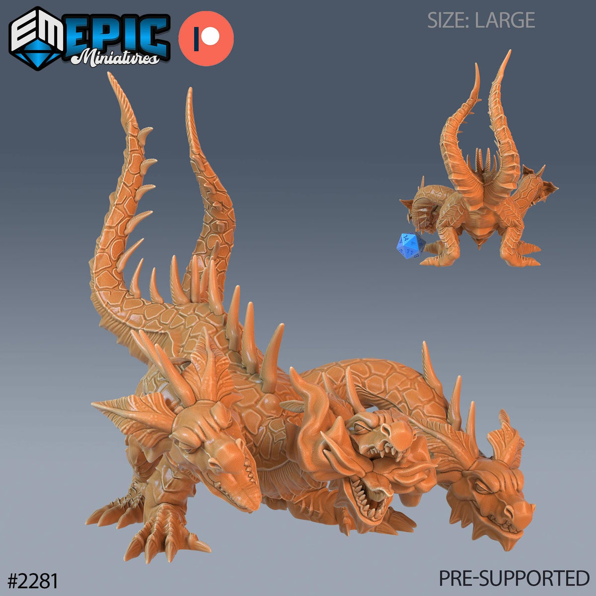 Dungeon Hydra Option #2281 front DND miniature Arcane Dungeon 16k resin
