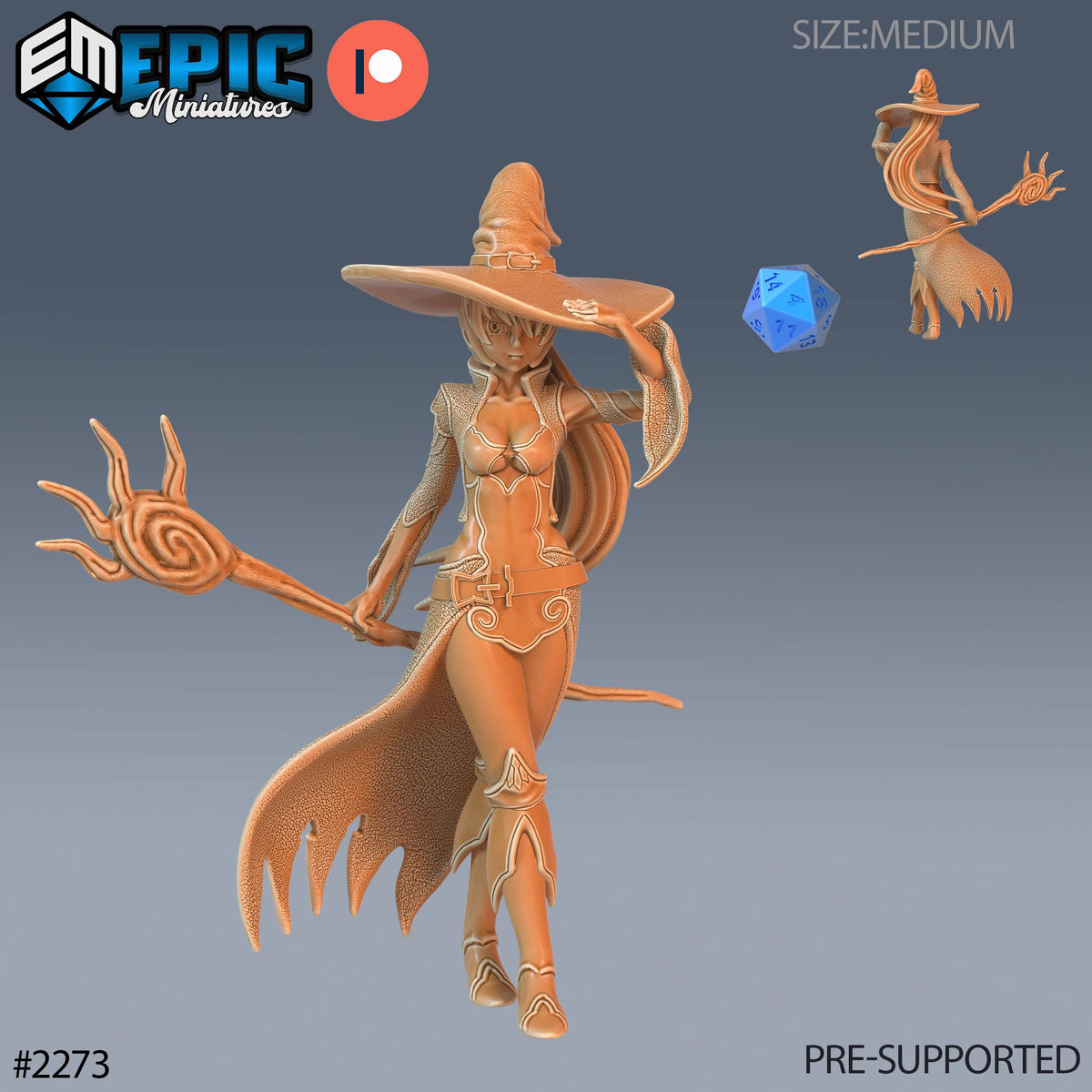 Young Witch Option #2273 front DND miniature Arcane Dungeon 16k resin