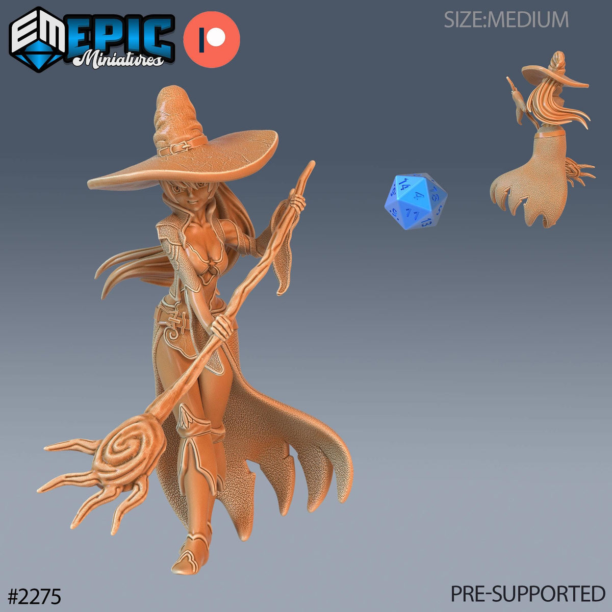Young Witch Option #2275 front DND miniature Arcane Dungeon 16k resin
