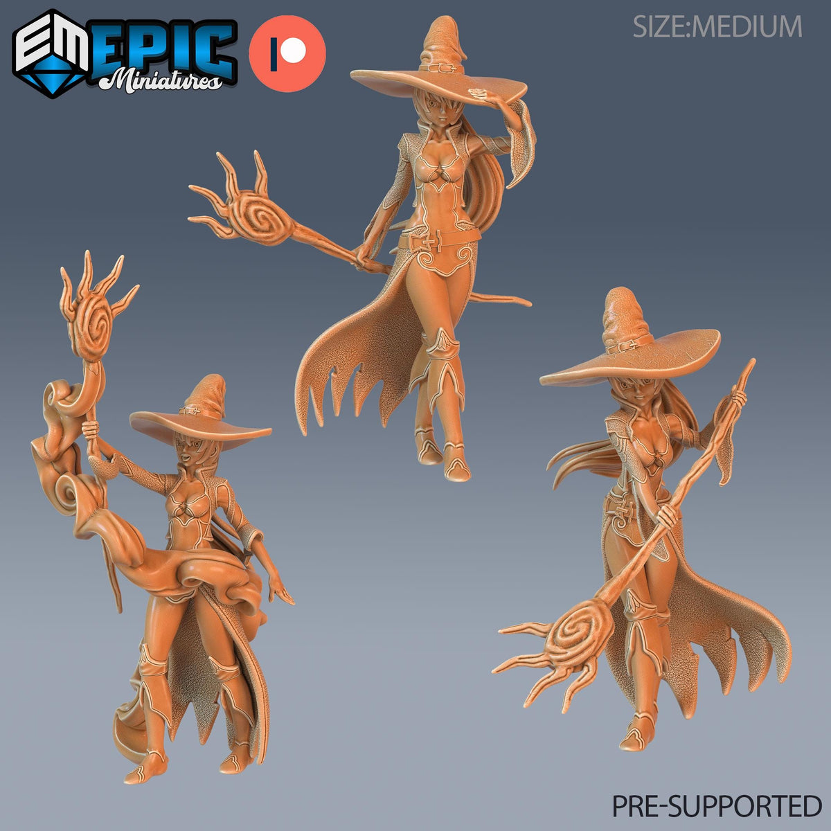 Young Witch Set of 3 DND miniatures group photo Arcane Dungeon