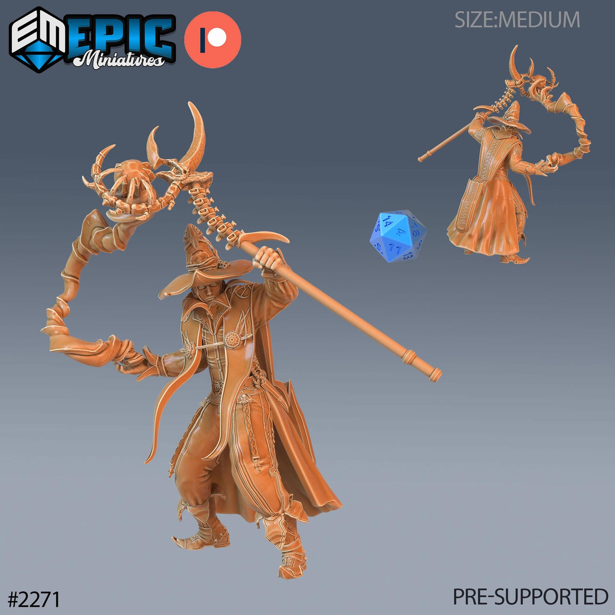 Dark Magician Option #2271 front DND miniature Arcane Dungeon 16k resin