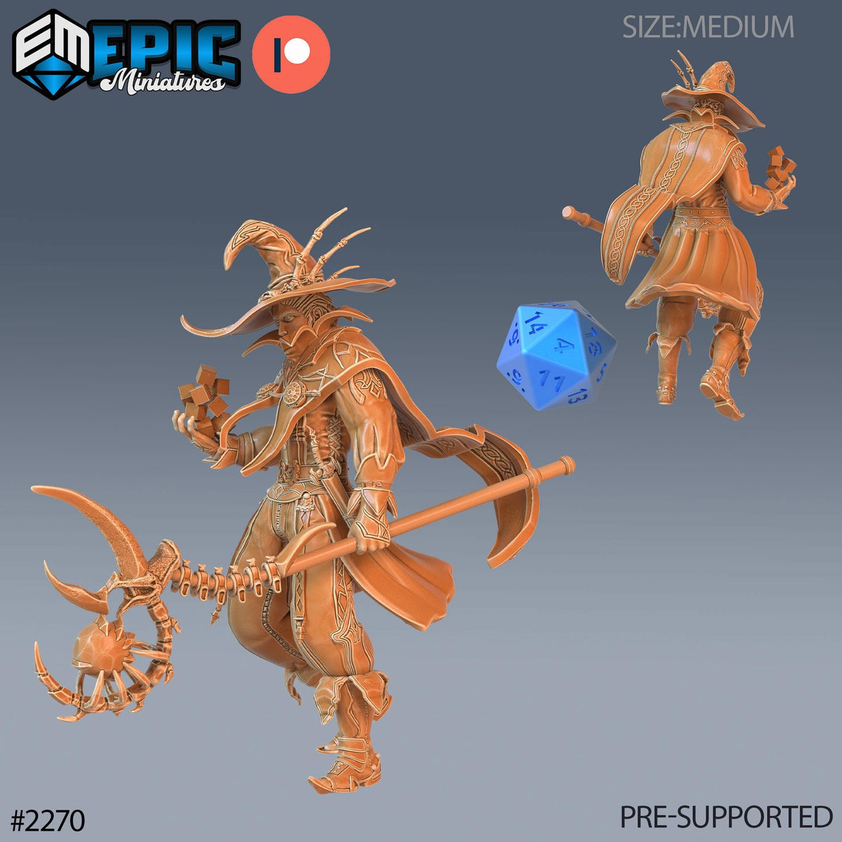 Dark Magician Option #2270 front DND miniature Arcane Dungeon 16k resin
