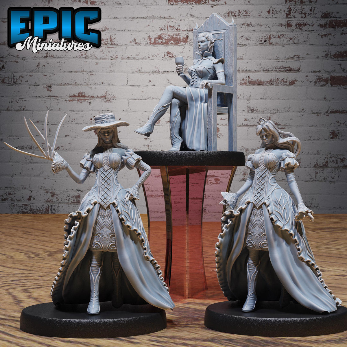 Royal Vampire Lady Set of 3 DND miniatures group photo Bloody Night