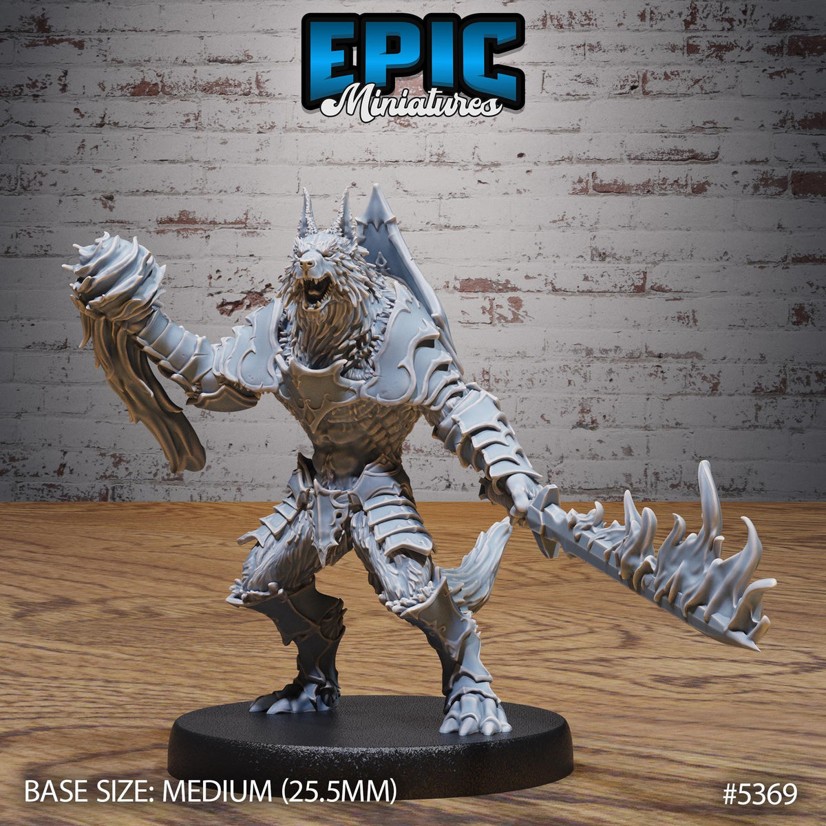 Werewolf Warrior Option #5369 front DND miniature Bloody Night 16k resin