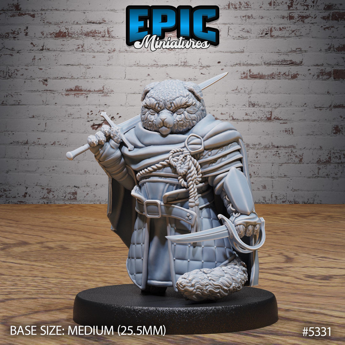 Legendary Teddy Knight Option #5331 front DND miniature Adventurers Guild 16k resin