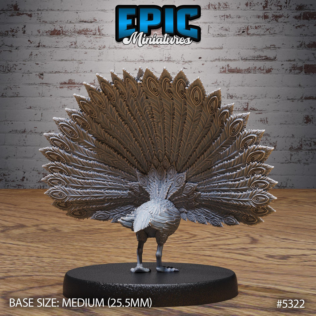 Peacock Peafowl #2 in 1/12th scale front DND miniature Adventurers Guild 16k resin