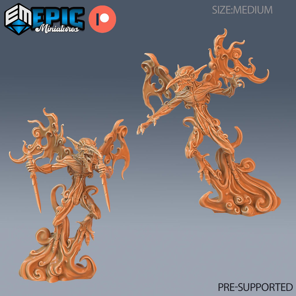 Smoke Mephit Set of 2 DND miniatures group photo Arcane Dungeon